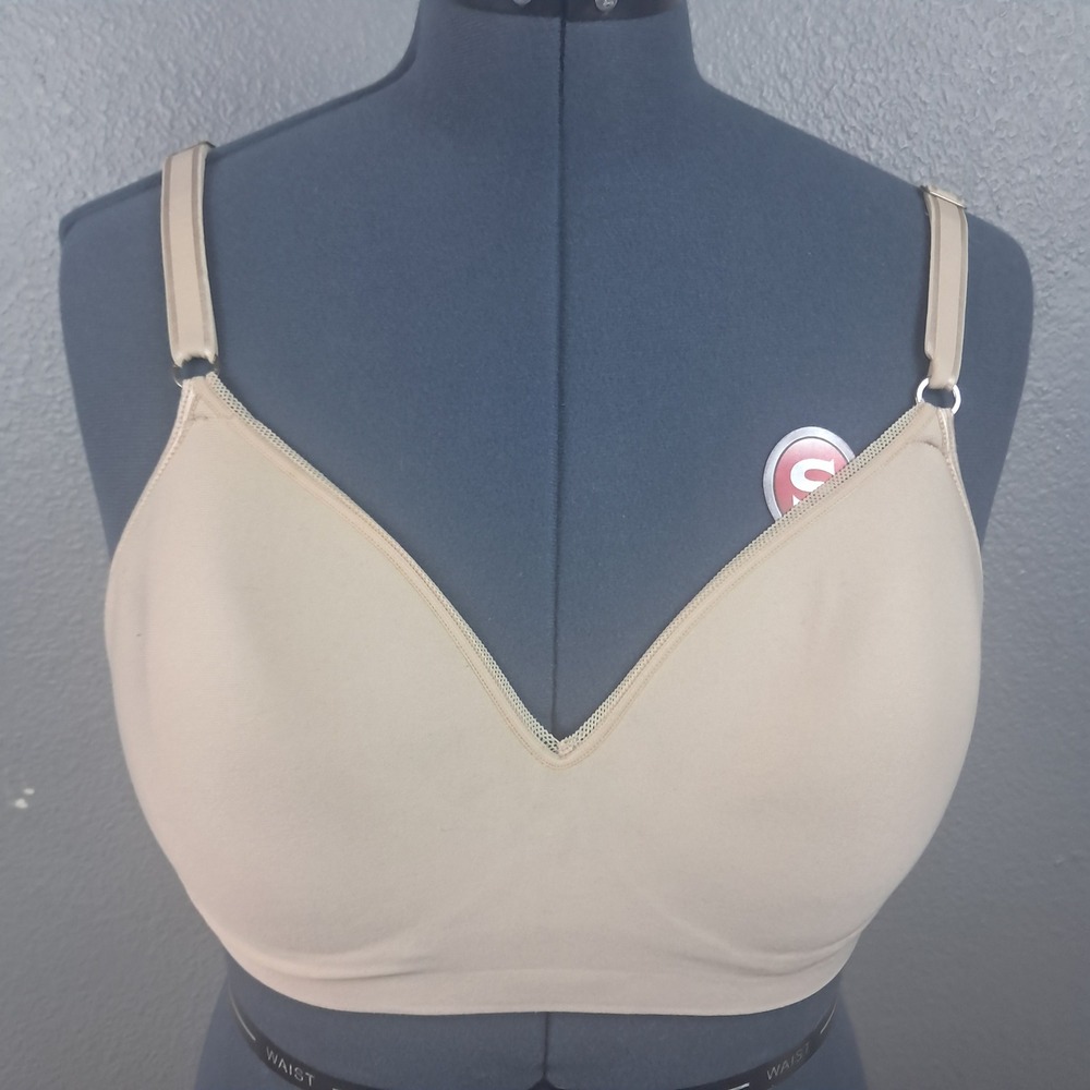 Hanes Nude Wireless Bra Womens XL Seamless ComfortFlex Beige Natural Shape